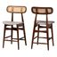 Tarana Fabric and Wood Counter Stool Set of 2 In Grey and Walnut Brown