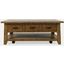 Telluride Rustic Distressed Acacia 50 Inch Coffee Table With Caster Wheels and Pull-Through Drawers In Gold