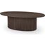 Terra Dark Brown Wood Oval Fluted Coffee Table