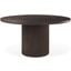 Terra Dark Brown Wood Round Fluted Dining Table