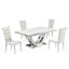 Terracotta Faux Marble 5-Piece Dining Set In Beige and Silver