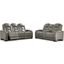 The Man-Den Leather Power Reclining Living Room Set With Adjustable Headrest In Gray
