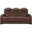 The Man-Den Power Reclining Sofa With Adjustable Headrest In Mahogany