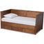 Thomas Classic and Traditional Walnut Brown Finished Wood Expandable Twin Size to King Size Daybed with Storage Drawers