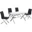 Timber 5 Piece Modern Stainless Steel Dining Set In Black
