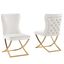 Titan Velvet Dining Chairs Set of 2 In Beige and Gold