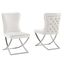 Titan Velvet Dining Chairs Set of 2 In Beige and Silver