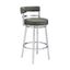 Titana 26 Inch Counter Height Swivel Bar Stool In Gray Faux Leather and Brushed Stainless Steel