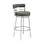 Titana 30 Inch Bar Height Swivel Bar Stool In Gray Faux Leather and Brushed Stainless Steel