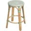 Tobias 24 Inch White And Green Rattan Round Counter Stool