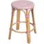 Tobias 24 Inch White And Pink Rattan Round Counter Stool