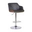 Toby Gray Faux Leather Adjustable Height Swivel Walnut Wood and Chrome Bar Stool