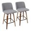 Toriano Counter Stool Set of 2 In Grey