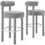 Toulouse Boucle Fabric Bar Stool Set of 2 In Silver