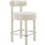 Toulouse Boucle Fabric Counter Stool In Ivory and Silver