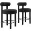 Toulouse Boucle Fabric Counter Stool Set of 2 In Black Black