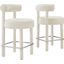 Toulouse Boucle Fabric Counter Stool Set of 2 In Ivory and Silver