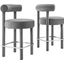 Toulouse Performance Velvet Counter Stool Set of 2 In Gray/Silver