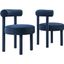 Toulouse Performance Velvet Dining Chair Set of 2 In Midnight Blue