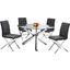 Tracy 5 Piece Modern Glass Dining Set In Gray
