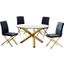 Tracy 5 Piece Round Faux Leather Dining Set In Black