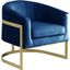 Traxmon Velvet Upholstered Accent Chair In Blue Velvet