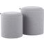 Tray Contemporary Nesting Ottoman Set In Grey Fabric And Natural Wood