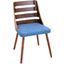 Trevi Mid-Century Modern Dining/Accent Chair In Walnut With Blue Fabric