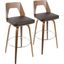 Trilogy Mid-Century Modern Barstool In Walnut And Brown Faux Leather - Set Of 2