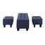 Tufted Lift Top Storage Bench with 2 Matching Ottomans In Blue