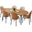 Tule 7-Piece Dining Set in Steel Frame with 71" Oval Dining Table In Natural Brown
