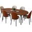 Tule 7-Piece Dining Set in Steel Frame with 71" Oval Dining Table In Walnut and Beige