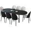 Tule 9-Piece Dining Set in Steel Frame with 83" Oval Dining Table In Black and White
