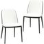 Tule Dining Side Chair Set of 2 with Leather Seat and Steel Frame In Black and White
