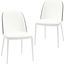 Tule Dining Side Chair Set of 2 with Leather Seat and White Steel Frame In Black and White