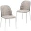 Tule Dining Side Chair Set of 2 with Suede Seat and White Steel Frame In Black and Charcoal