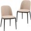Tule Dining Side Chair Set of 2 with Velvet Seat and Steel Frame In Natural Brown