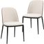 Tule Dining Side Chair Set of 2 with Velvet Seat and Steel Frame In Walnut and Beige