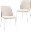 Tule Dining Side Chair Set of 2 with Velvet Seat and White Steel Frame In Walnut and Beige