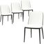 Tule Dining Side Chair Set of 4 with Leather Seat and Steel Frame In Black and White