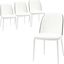 Tule Dining Side Chair Set of 4 with Leather Seat and White Steel Frame In Black and White