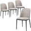 Tule Dining Side Chair Set of 4 with Sueade Fabric Seat and Steel Frame In Black and Charcoal