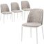 Tule Dining Side Chair Set of 4 with Suede Seat and White Steel Frame In Black and Charcoal