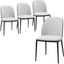 Tule Dining Side Chair Set of 4 with Velvet Seat and Steel Frame In Blue and Black