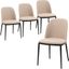 Tule Dining Side Chair Set of 4 with Velvet Seat and Steel Frame In Natural Brown