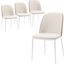 Tule Dining Side Chair Set of 4 with Velvet Seat and White Steel Frame In Walnut and Beige