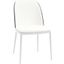 Tule Dining Side Chair with Leather Seat and White Steel Frame In Black and White