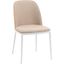 Tule Dining Side Chair with Velvet Seat and White Steel Frame In Natural Brown