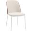 Tule Fabric Dining Side Chair with White Steel Frame In Walnut and Beige