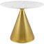Tupelo 36 Inch Artificial Marble Dining Table In Gold and White